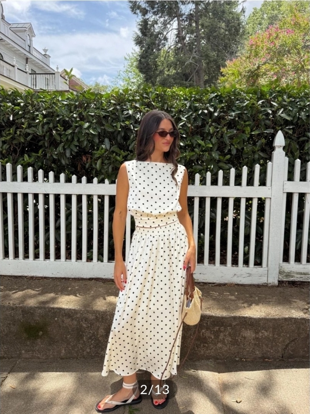NWT Commense Polka Dot Sleeveless Top & Maxi Skirt Set, Large